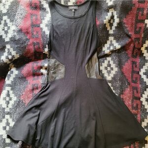 Fifteen Twenty Lamb Leather Panel Fit and Flare Mini Dress